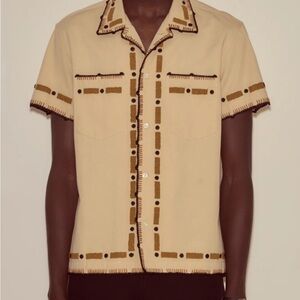 Men's Casual Tan Button Down Shirt